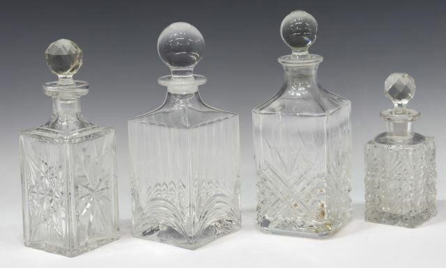 (4) CUT GLASS LIQUOR DECANTERS &