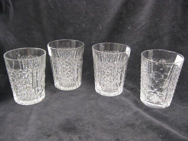 4 Cut Glass Tumblers honeycomb &