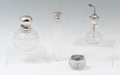 4 CUT GLASS VANITY BOTTLES WIT
