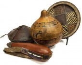 (4) DECORATIVE AFRICAN GOURDS,