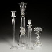 (4) DESIGNER BLOWN GLASS CANDL