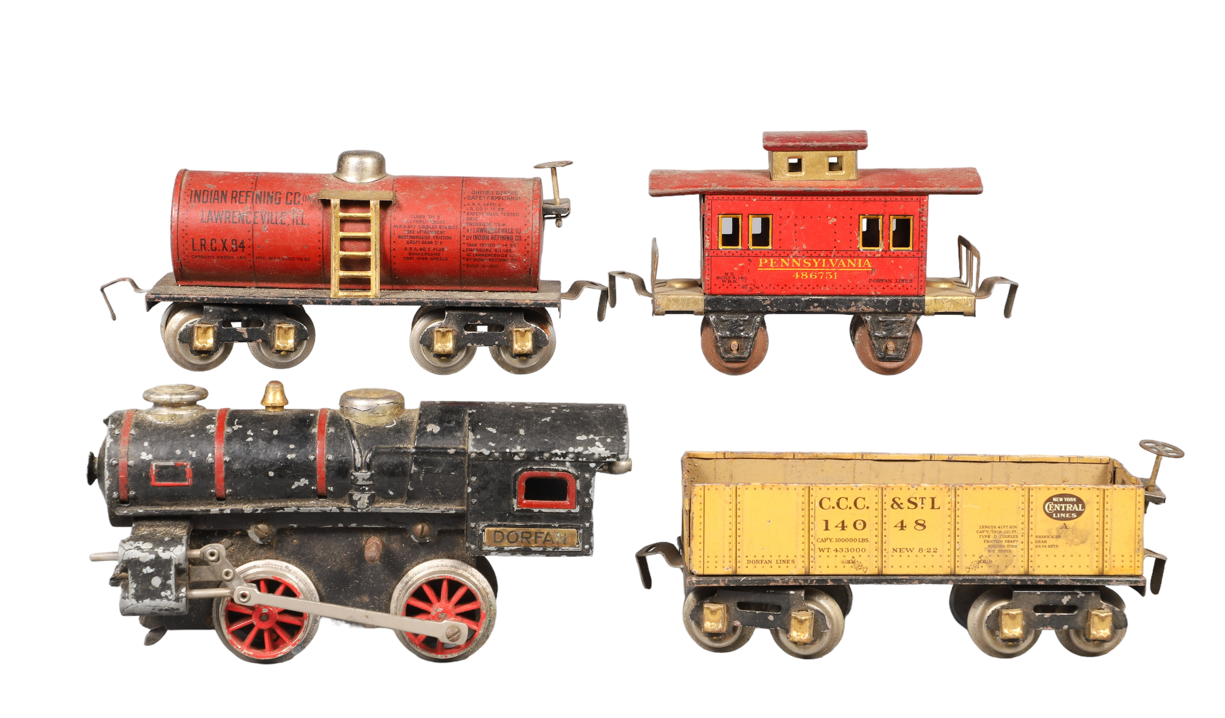 (4) Dorfan prewar train cars, O