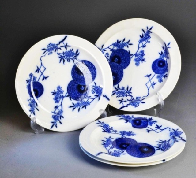 (4) DOULTON 'BURSLEM' FLOW BLUE