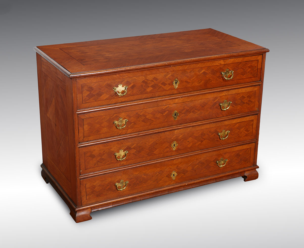 4 DRAWER PARQUETRY INLAID CHEST: 4-