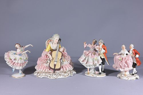 (4) DRESDEN PORCELAIN LACE