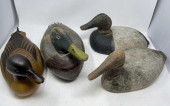 4 DUCK DECOYS, 1 LAMINATED WOO