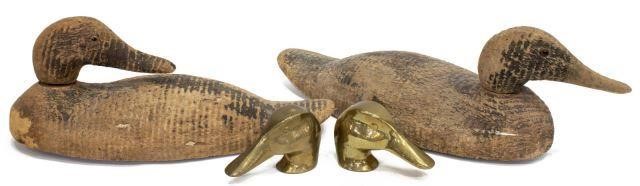 (4) DUCK DECOYS & BRASS DUCK HEAD