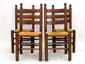 (4) DUTCH OAK & RUSH DINING CH