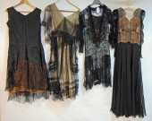 4 EARLY 20TH C. BLACK DRESSES