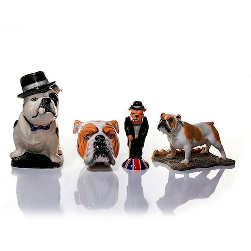 4 ENGLISH BULLDOG PORCELAIN