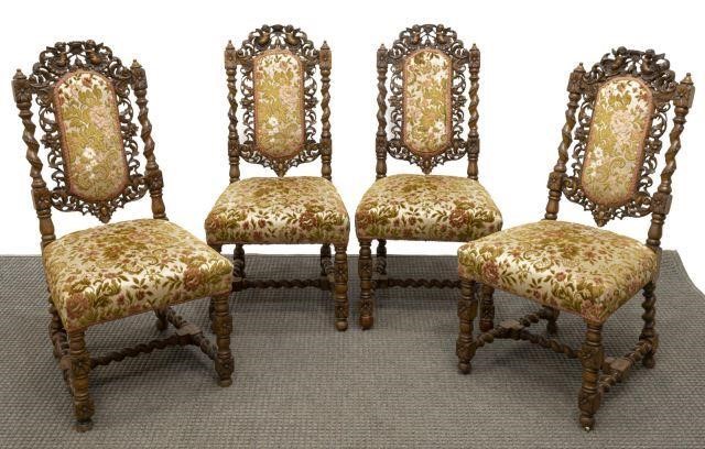 (4) ENGLISH CARVED OAK DINING