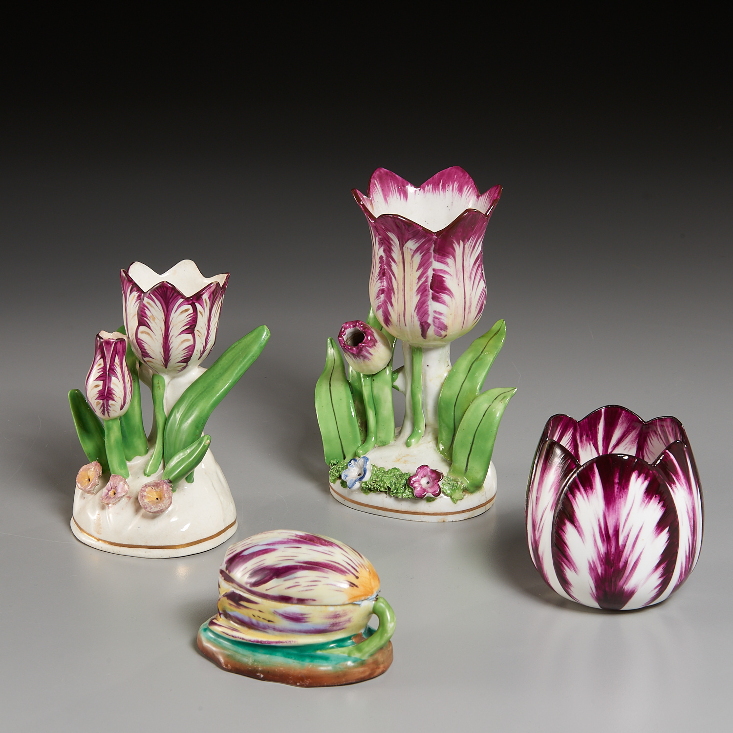(4) ENGLISH CERAMIC TULIP-FORM
