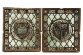 (4) ENGLISH ENAMELED LEADED GL
