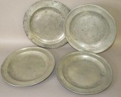 4 ENGLISH PEWTER PLATESca. mid