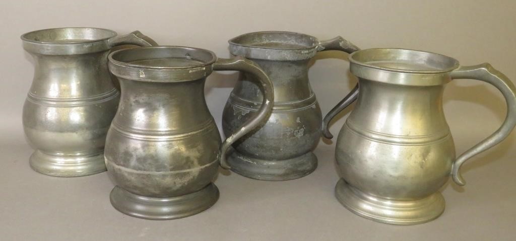4 ENGLISH PEWTER/BRITANNIA QUART