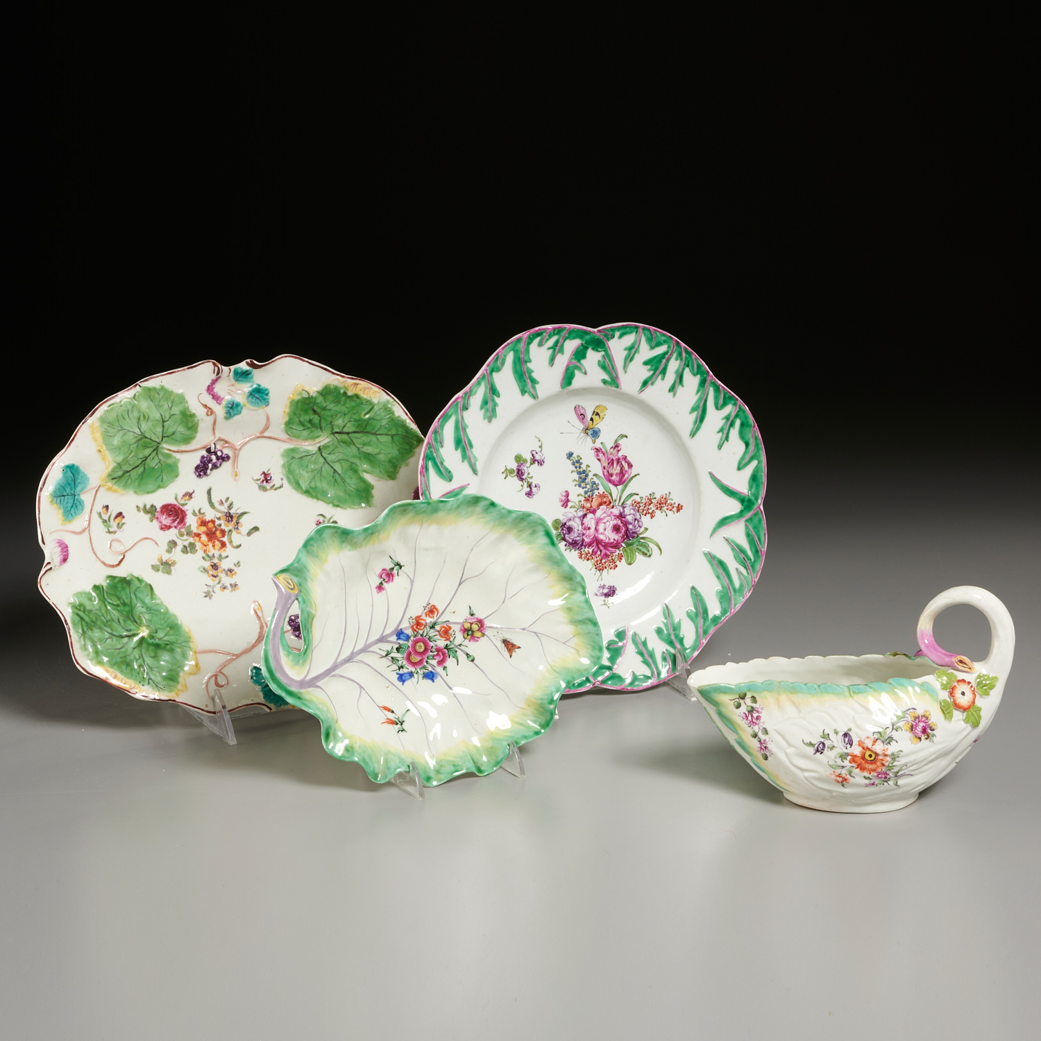 (4) ENGLISH PORCELAIN BOTANICAL