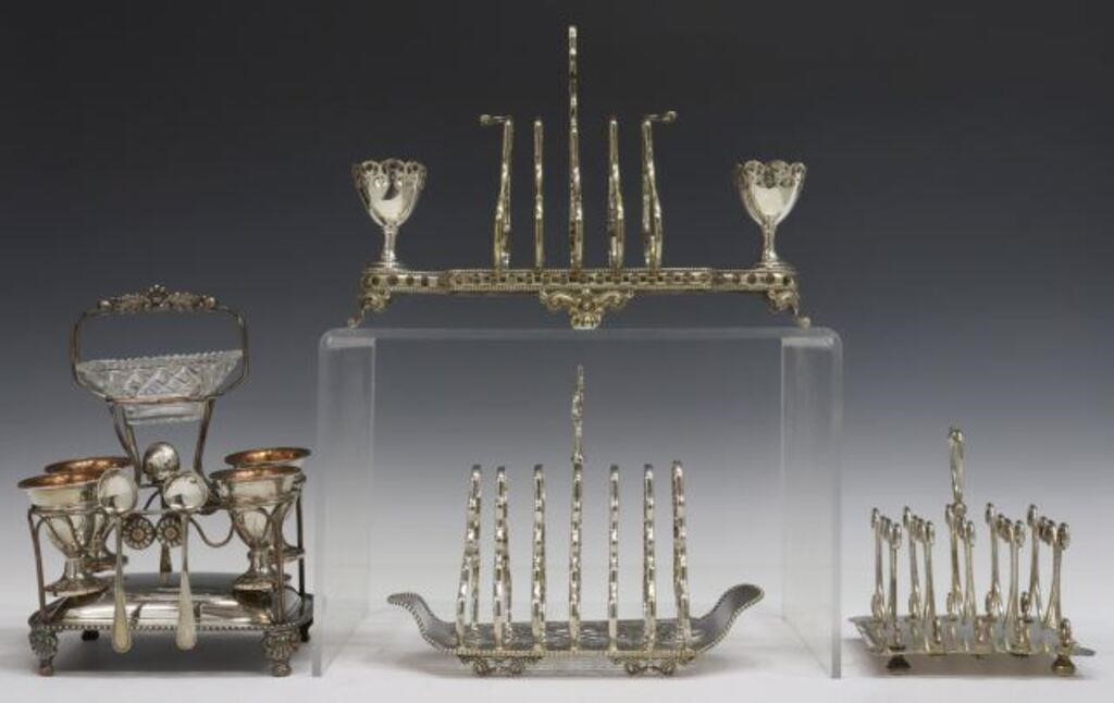 4) ENGLISH SILVERPLATE TOAST RACKS,