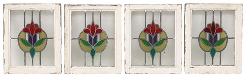 (4) ENGLISH STAINED &AMP; LEADED
