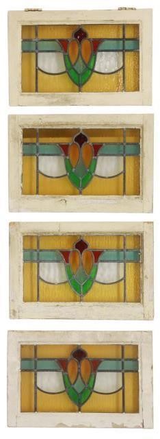 (4) ENGLISH STAINED & LEADED