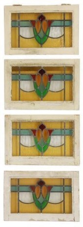 (4) ENGLISH STAINED & LEADED G