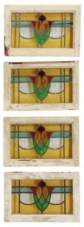 (4) ENGLISH STAINED & LEADED G