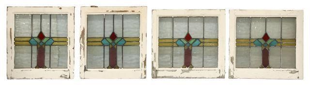 (4) ENGLISH STAINED & LEADED