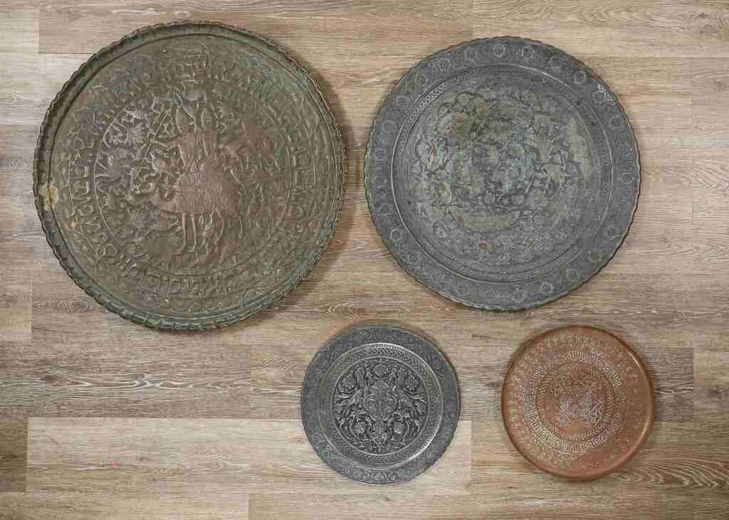 4 ENGRAVED METAL TRAYS4 engraved