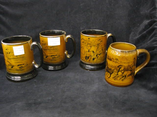 4 Equestrian Pottery Mugs fox
