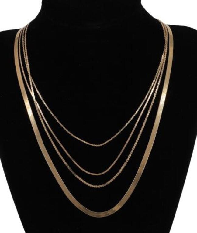 (4) ESTATE 14KT YELLOW GOLD FLAT
