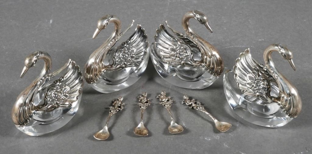(4) EUROPEAN SWAN SALT CELLARS