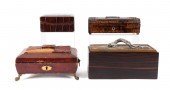 4 EXOTIC WOOD & LEATHER DECORA