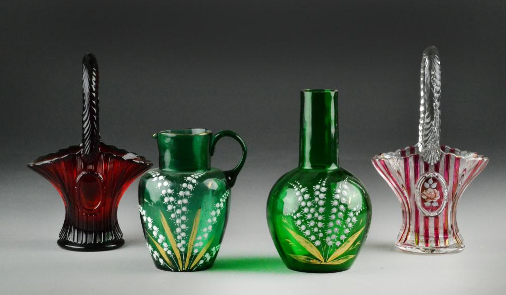 (4) Fenton Glass Baskets &