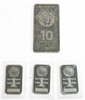 (4) FINE SILVER BULLION BARS,