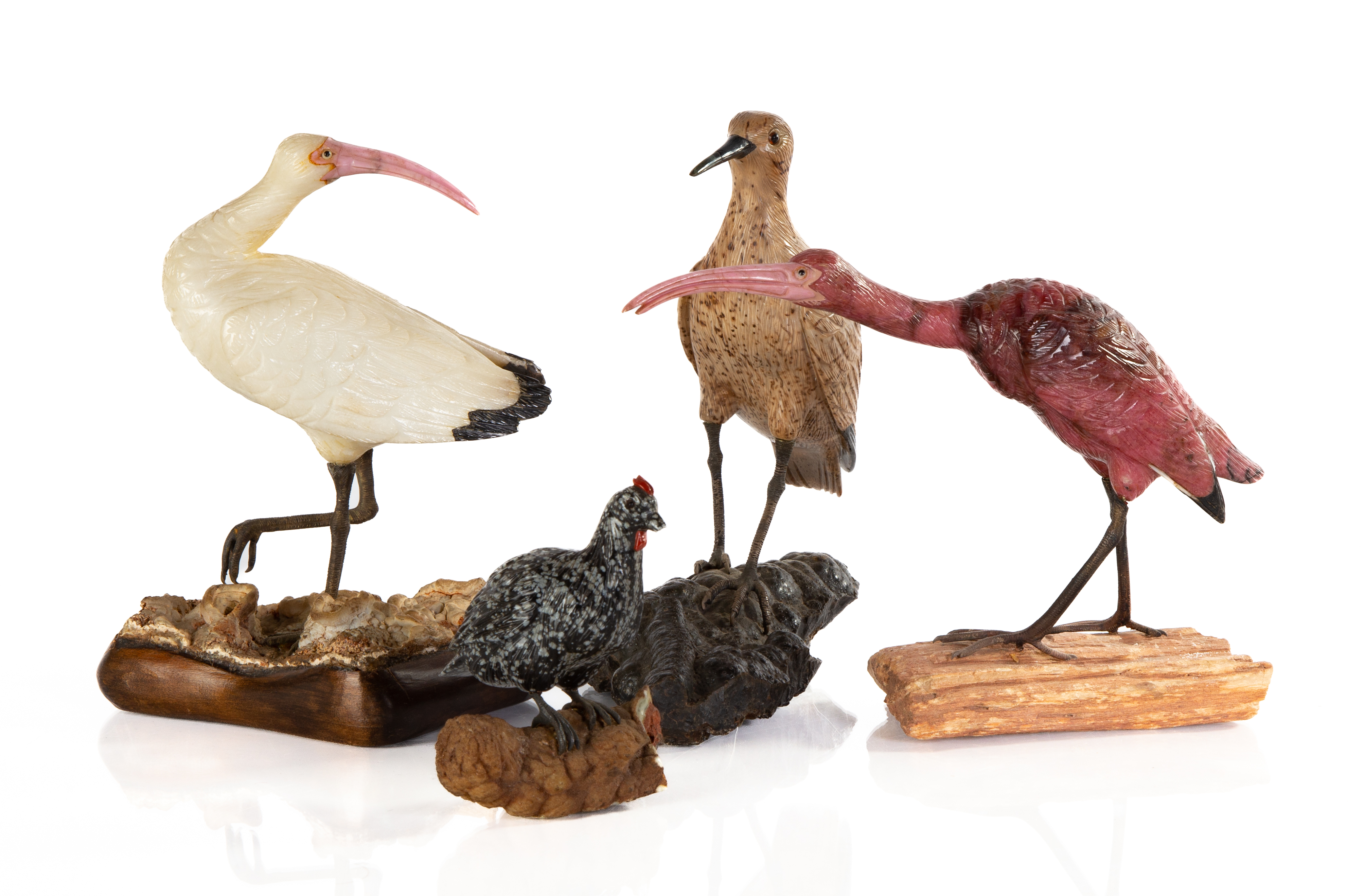 (4) FINELY CARVED HARDSTONE BIRDS
