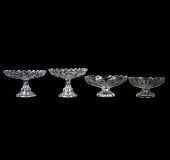 (4) Flint glass compotes, c/o