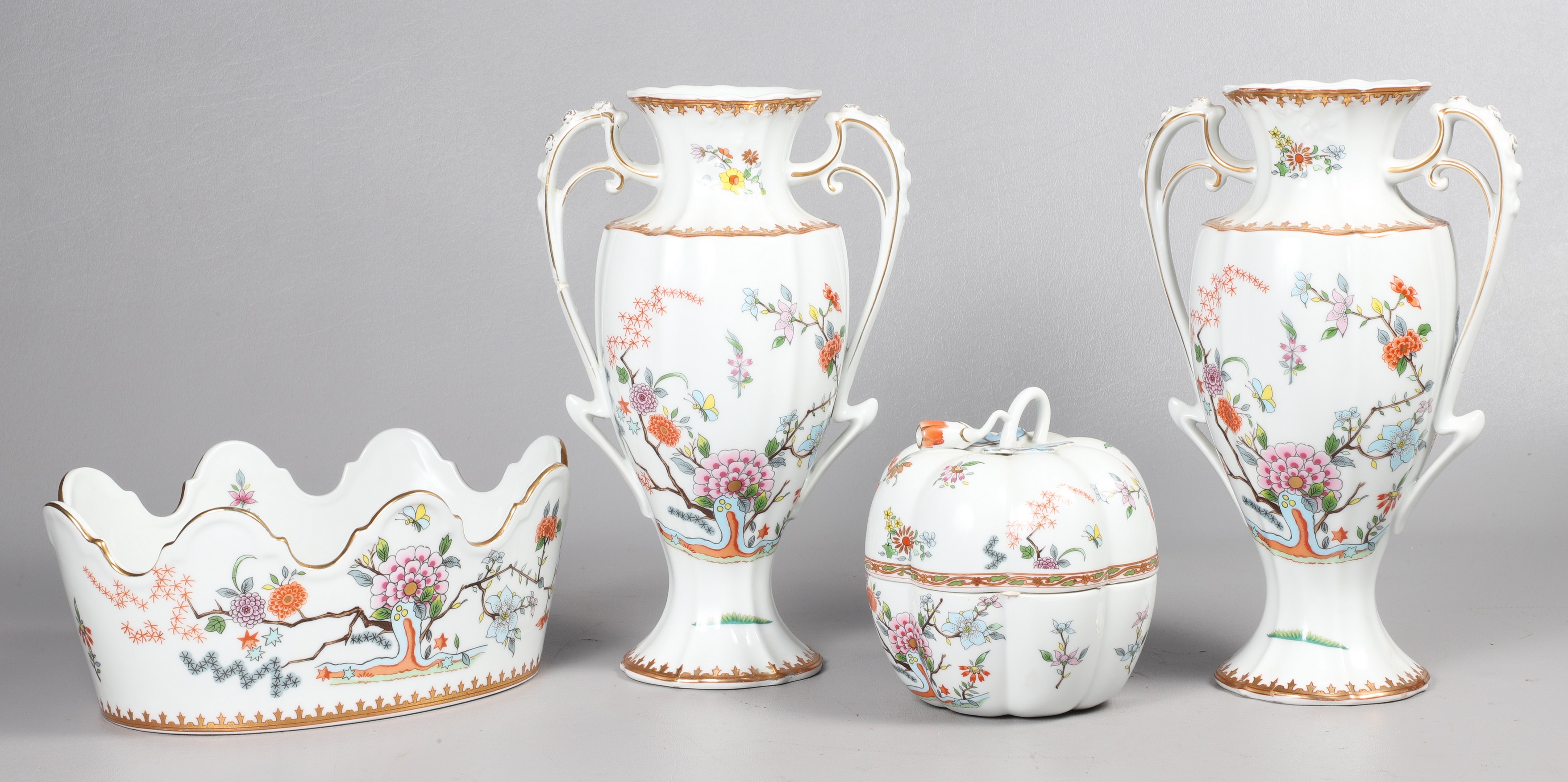 (4) Floral Porcelain Vases,