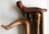 4 FOLK ART CANES4 Carved folk