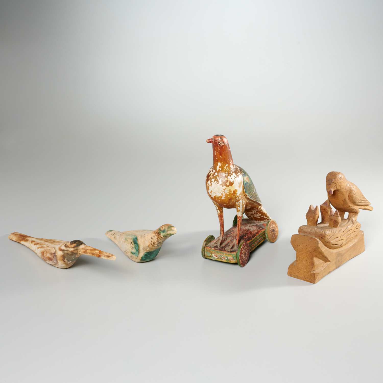 (4) FOLK ART CARVED & PAINTED