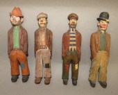4 FOLK ART CARVED MEN BY "THE
