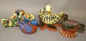 4 FOLK ART REDWARE FIGURES BY