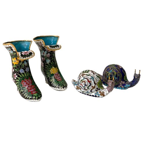 (4) FOUR CLOISONNE ITEMS(4) Four
