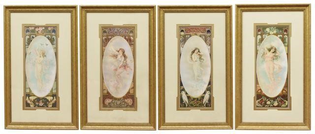 (4) FRAMED ART NOUVEAU STYLE