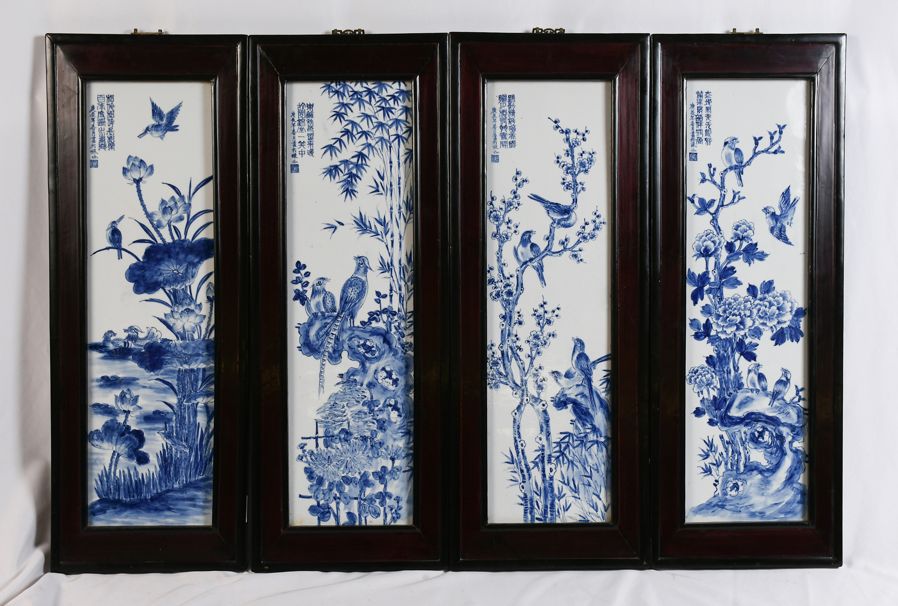 4 FRAMED CHINESE BLUE & WHITE