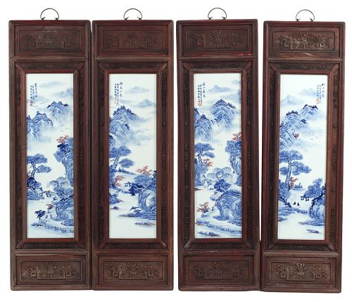 (4) FRAMED CHINESE BLUE &AMP; WHITE