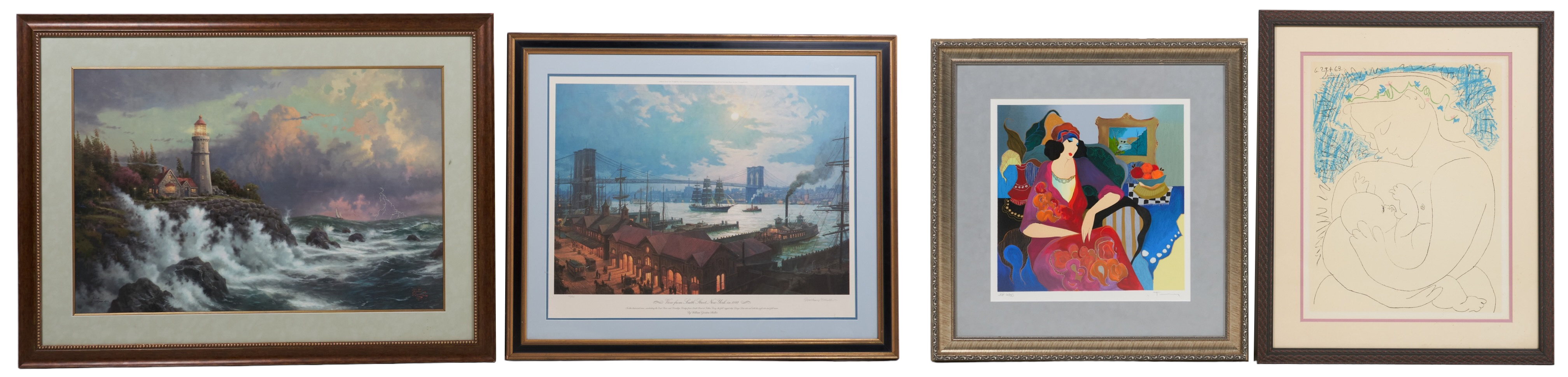 (4) Framed contemporary prints