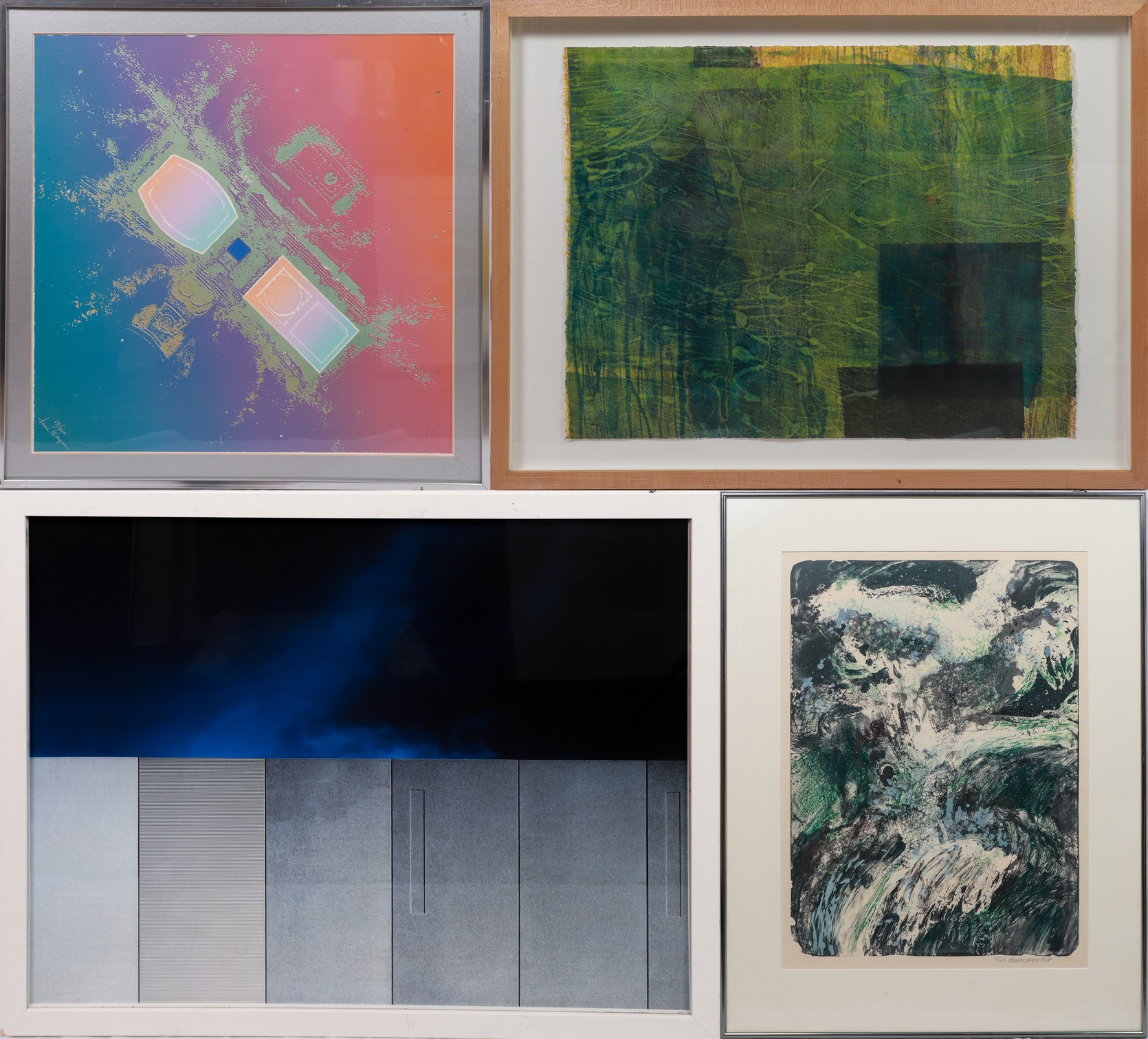 (4) Framed contemporary prints,