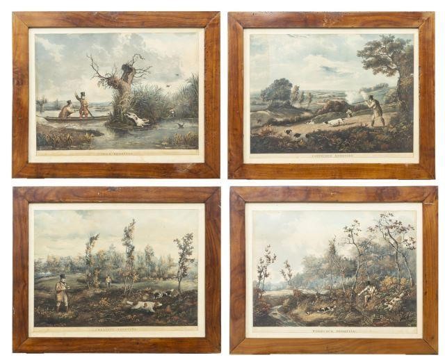 (4) FRAMED ENGLISH HUNTING SHOOTING