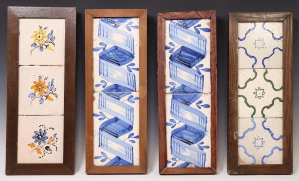 (4) FRAMED MAJOLICA CERAMIC