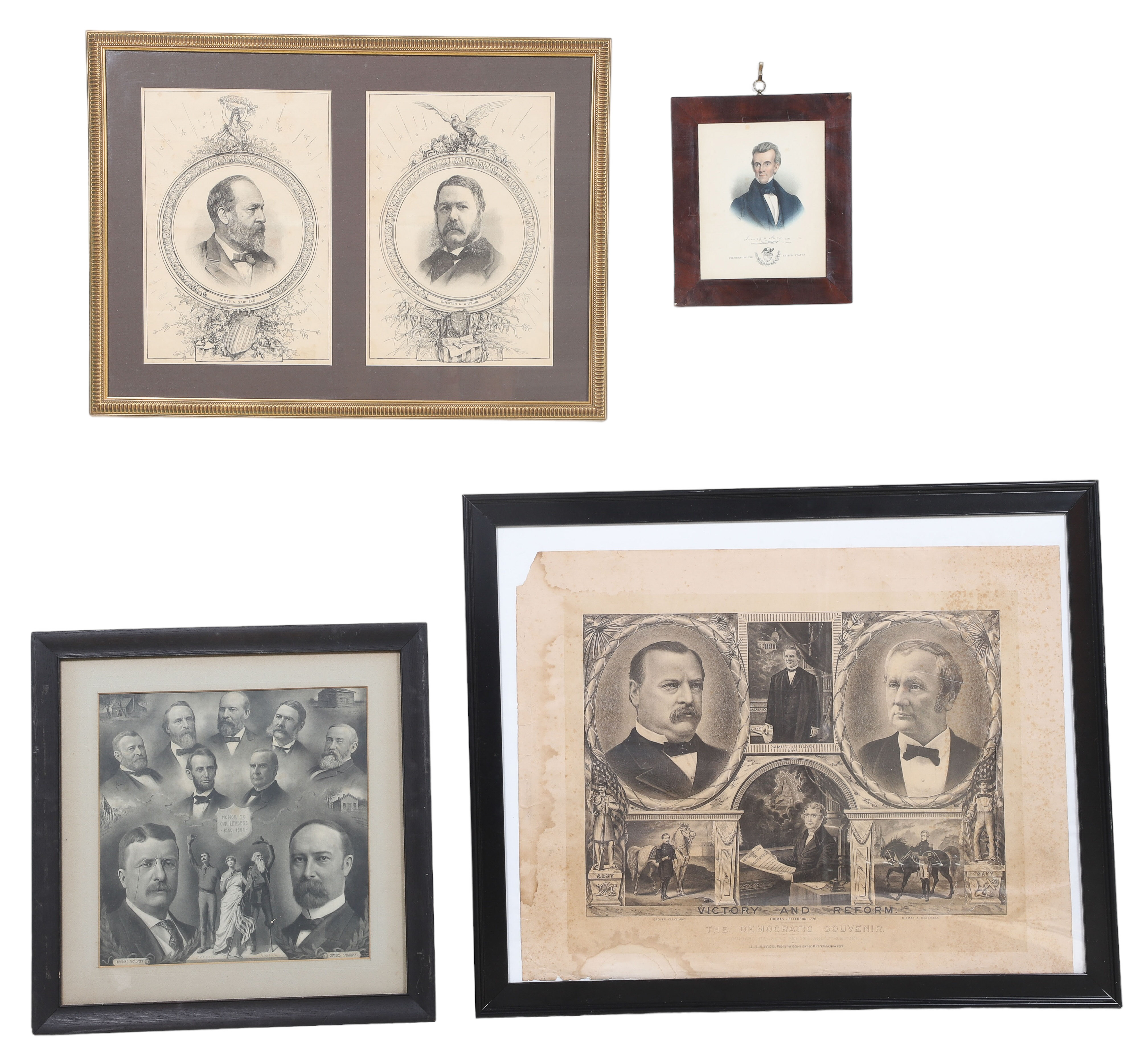(4) Framed political posters and