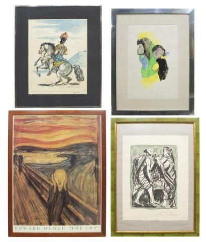 4) FRAMED WORKS OF ART ON PAPER,
